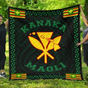 Kanaka Maoli Flag Polynesian Premium Quilt Green  Love Style  Ah  J1  Quilt